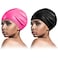 2 Piece Extra Large Swim Cap Long Hair Swimming Cap for Man and Woman Silicone Swimming Cap Waterproof for Dreadlocks, Braids, Curls (Black, Rose Red)