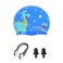 Ancaiqi Kids Swim Cap, Silicone Swimming Cap for Girls Boys Kids,Bathing Cap Waterproof Fish and Shark Dinosaur Cat Crocodile with Nose Clip Earplugs