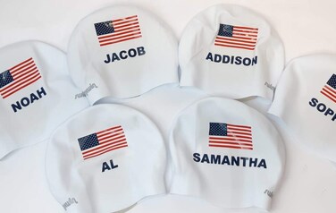 swimxwin MYNAME Silicon Swimming Cap Your Name ON National Team Cap America (Jayden)