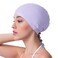 COPOZZ Adult Swim Caps, Silicone Waterproof Comfy Bathing Cap Swimming Hat for Long and Short Hair (Purple-12yrs+)