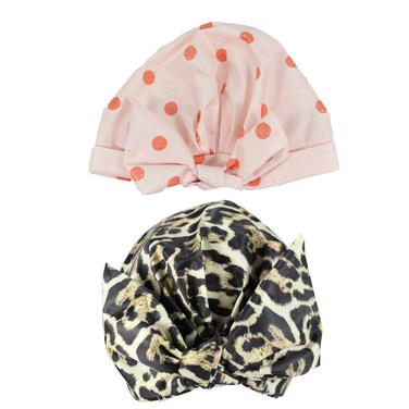 2 Pieces Swim Bathing Cap for Women Waterproof Swimming Caps Flower Printed,Red Dot+Black Panther Pattern