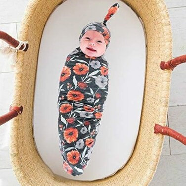 Floral Swaddle Blanket, Receiving Blankets Girl, Flower Swaddling Blanket, Pacifier Clip, Baby Swaddle Registry, Newborn Wrap Soft Snug Strethey Breathable, Hospital Coming Home Outfit