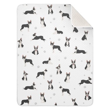 Swaddle Blanket Boston Terrier Dog Cotton Blanket for Infants, Receiving Blanket, Lightweight Soft Swaddling Blanket for Crib, Stroller, Nursery Blankets, Bulldog, 30x40 in