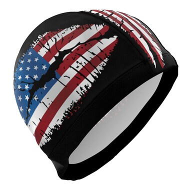 Dallonan Swimming Cap Lips American Flag Unisex Adult Swim Cap Polyester