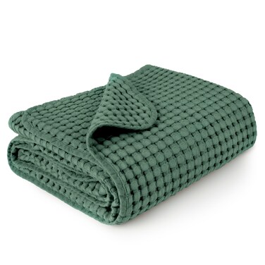Konssy Waffle Baby Blankets, Nursery Blankets for Boys Girls, Swaddle Blankets Neutral Soft Lightweight Toddler and Kids Throw Blankets(Green)