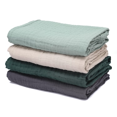CottCare Baby Muslin Swaddle Blankets for Boys and Girls,4-Pack Breathable and Skin-Friendly,Wrap Soft Silky Cotton Muslin Swaddle Blankets/Atrovirens/Green/Apricot White/Grey&acirc;&euro;&brvbar;