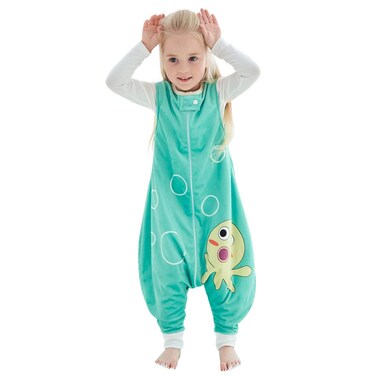 MICHLEY Toddler Sleeping Sack with Feet Newborn Infant Sleeveless Sleeping Bag 2-way Zipper Baby Wearable Blanket for Walkers,Green Octopus,1-3T