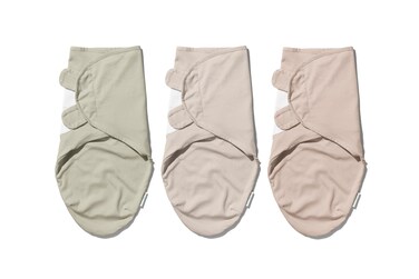 Ouch Baby Cotton Swaddle Wrap, 100% Knitted Organic Cotton, Easy Adjustable Newborn Velcro Swaddle for Boys &amp; Girls, Improves Sleep &amp; Calms Startle Response, 0-3 Months, Pack of 3 (Nordic Edition 1)