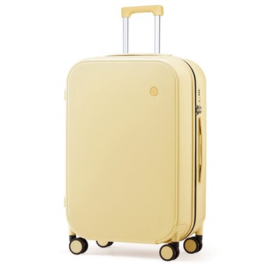 mixi Suitcase Spinner Wheels Checked Luggage Hardshell Lightweight Rolling Suitcases PC with Cover &amp; TSA Lock for Business Travel, 24inch, Lark Yellow