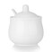 CHILDIKE Ceramic Sugar Bowl with Lid and Spoon, White Porcelain Sugar Salt Pepper Storage Jar, 12 Ounces (White 12 OZ)
