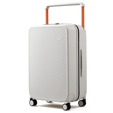 mixi Carry On Luggage Airline Approved 20'' Lightweight Luggage Wide Handle PC Hardshell Suitcases with Spinner Wheels &amp; TSA Lock, Smoke White