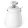ONTUBE Ceramics Sugar Bowl with Crystal Lid and Spoon 12oz, Silver