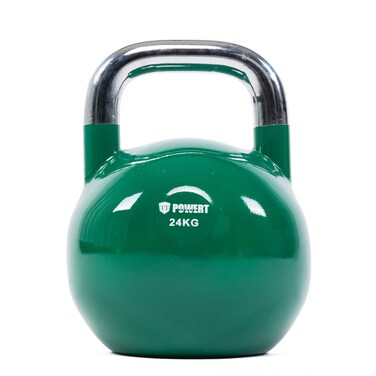 POWERT Competition Kettlebell Premium Quality Coated Steel Ergonomic Design Great for Weight Lifting Workout &amp; Core Strength Training&amp; Muscle Building Color Coded (G-24KG)