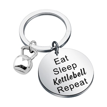 POTIY Kettlebell Keyring Gym Gift Eat Sleep Kettlebell Repeat Kettlebell Enthusiast Gym Keychain (Kettlebell)