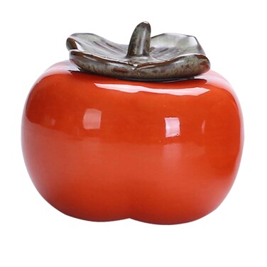 NUOBESTY Ceramic Cookie Jar Coffee Containers Persimmon Shaped Food Storage Jar Ceramic Candy Cookie Jar Sealing Storage Container Ceramic Tea Canister Home Decoration Red Coffee Container