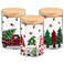 3 Pack Christmas Glass Storage Jars With Airtight Bamboo Lid Gnome Red Truck Canister Sets for Christmas Kitchen Countertop Decor Christmas Cookie Jars Candy Containers