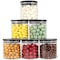 Urban Green Glass Jars with Black Lids, Glass food storage sets with airtight black lids, Glass Canisters Sets with Bamboo Lids, Glass Storage Containers with Bamboo Lids (6 Sets of 20oz)