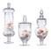 Set of 3 Apothecary Jar Glass Decorative Candy Jars Elegant Storage Candy Buffet Display, Wedding Candy Organizer Canisters (H: 9", 12.5", 14"; 20 FL.OZ, 23 FL.OZ and 28 FL.OZ)