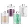 DAPOWER 4 Pack Qtip Holder Storage Canister for Cotton Ball, Cotton Swab, Pads, Floss; 10-Ounce Clear Plastic Apothecary Jar with Lid, Bathroom Makeup Organizer (4)