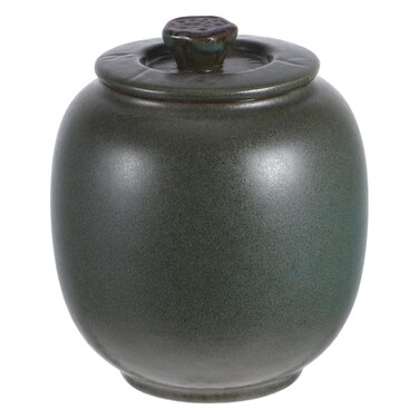 Hemoton Ceramic Food Storage Jar Canister, Ceramic Tea Canister, Exquisite Oriental Food Canisters, for Tea Coffee Nuts Storage (3 * 3 * 3.6 inch- Green)