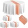 Remagr 3 Pcs Round Plastic Tablecloth 84 Inch Disposable Tablecloth Party Table Cover for Christmas Wedding Birthday Retirement Decoration(White, Rose Gold)