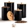 Kitchen Canisters for Countertop Set of 4 - Textured Iron Kitchen Canisters with Airtight Lids - Canisters Sets for the Kitchen - Black Kitchen Canister Set - Flour and Sugar Containers For Countertop