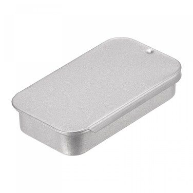 uxcell Metal Tin Box, 8pcs 2.36" x 1.18" x 0.43" Rectangular Empty Tinplate Storage Containers with Sliding Lids, Silver Tone