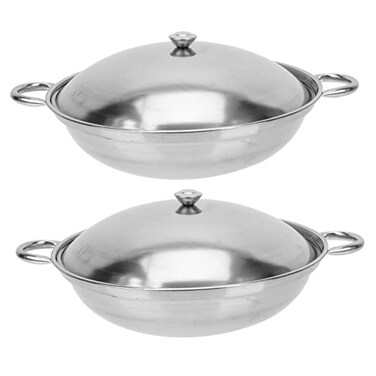 VINTORKY 2Pcs Stainless Steel Double Ear Cooking Pot Multi-purpose Kitchen Hot Pot Household Cookware for Soups Stews and More Cooking Pot with Dual Handles