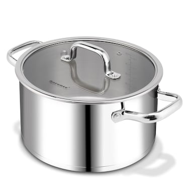 Rorence 6 QT Stainless Steel Stockpot,Large Stock pot with Clear Transparent Tempered Glass Lid for Soup Pasta Vegetable, Induction Cooking Pot for All Stoves, Oven &amp; Dishwasher Safe