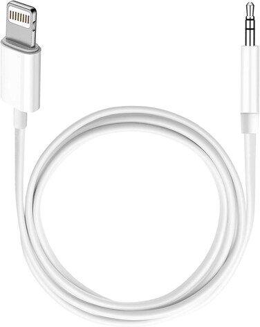 WONGYEAH Aux Cord, 3.3ft Lightning to 3.5 mm AUX Cable for Car Stereo Audio Cable Compatible with iPhone 14/13/12/11/XS/XR/X/8/7 for Car Home Stereo, Speaker, Headphone (White)