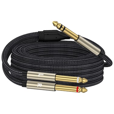 ZTOXLR 1/4 inch TRS Stereo Y-Splitter Insert Cable, 1/4 Inch Male Jack to Dual 1/4inch(6.35mm) Male TS Mono Breakout Cable Audio Patch Cord -10FT