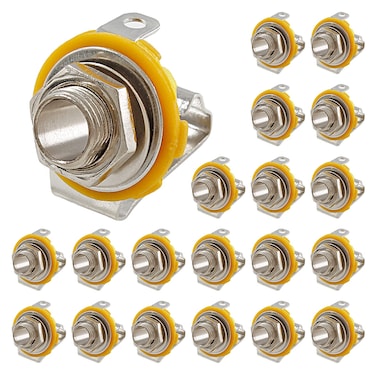 Jiozermi 20 PCS 1/4" Mono TS Socket Panel Mount Jacks, 6.35mm Female Jack TS Mono Panel Mount Socket Microphone Socket Female Connector Panel Connector Adapter