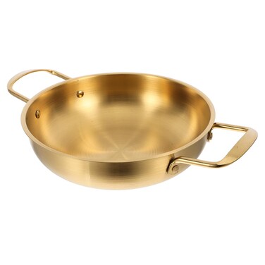 Luxshiny 1pc Stainless Steel Ramen Pot, 32 X 22cm Golden Noodle Pot, Ramen Cooker With Double Handle, Small Soup Pot Hot Pot, Stainless Steel Cookware For Home Kitchen Outdoor Stove Top Cooking