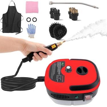 2500W Steam Cleaner,Handheld Steamer for Cleaning with 6 Brush Heads, 6 Speeds High Pressure Temperature Portable Steam Cleaner for Upholstery,Kitchen,Furniture Bathroom Car,Grout and Tile