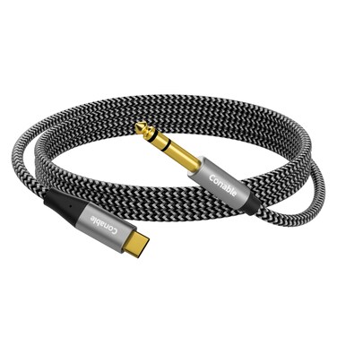USB C to 6.35mm TRS Stereo Audio Cable 10 FT, USB Type-C to 1/4" Audio Adapter Aux Jack Stereo Cord, Gold-Plated Connector, Nylon Braided Jacket, DAC Chip, Hi-Fi Sound Quality