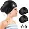 Kids Long Hair Swim Cap,Silicone Swimming Cap for Girls Boys,Waterproof Swim Hats with Ear Plugs &amp; Nose Clip