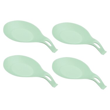 uxcell Silicone Spoon Rest, 7.68" x 3.74" Heat Resistant Kitchen Utensil Holder Spatula Ladle Rest for Counter Stove Top, Light Green 4Pcs