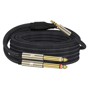 ZTOXLR 3.5mm 1/8 TRS to Dual 6.35mm 1/4 TS Mono Breakout Cable Y Splitter Stereo Cord Adapter Compatible with iPhone, iPod, Computer Sound Card, CD Player, Multimedia Speaker, Home Stereo System-10FT