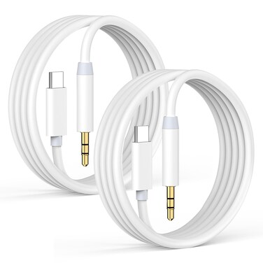 USB C to 3.5mm Aux Audio Cable (2-Pack), Apple MFi Certified Hi-Fi Sound Stereo Jack Cord Audio Aux Input Adapter for iPhone15/15 Plus /15 Pro Max, iPad Pro Galaxy to Car, Speakers, Headphone -3.3FT