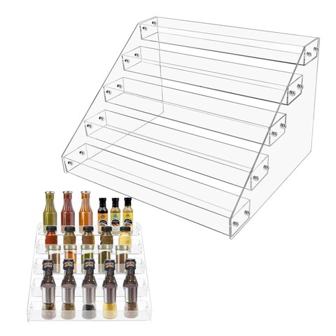 HUOIQIUE 2 pack Spice Rack,Five-layer Sunglasses Organizer,Seasoning Organizer, 5 Tier Clear Acrylic Vertical Shelves Can Organizer for Countertop, Cabinet, Pantry, Kitchen Organization &amp; Storage