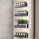 Como LA Magnetic Spice Rack for Refrigerator - Strong Magnetized Shelf for Fridge Storage - 2 Pack with 4 Moveable Hooks - Versatile Kitchen Organizer - Space-Saving Fridge Magnet Shelves