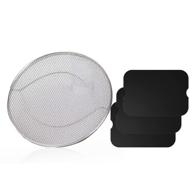 KINLYBO Replacement Splatter Shield and 3PCS Grill Mat for Ninja Foodi FG551 Air Fryer,Stainless Steel Splatter Screen Accessories for Ninja Foodi Smart XL 6-in-1 Indoor Grill