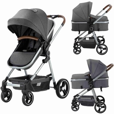 Arlifo Baby Stroller 2 in 1 Standard Bassinet Stroller Carriage Infant Toddler Girl Boy Coches para Bebes Modernos Lightweight Foldable Travel Stroller for Newborn Toddler Pram Convertible Stroller