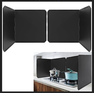 2PCS 2 Sided Oil Splatter Guard Grease Splatter Guard Stove Splatter Guard, Splatter Guards Splatter Screen for Frying Pan,Large Foldable Splash Guard for Stove Top, Upgrade Steel Splatter Shield,30CM