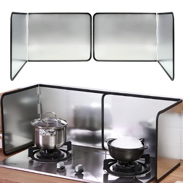KOBSAINF 4 Sided Splatter Guard,Foldable Stainless Steel Oil Splatter Screens, Oil Splash Insulation, Oil Splatter Guard Stove Heat Insulation Board, 38 * 30 * 30cm (2Pcs)