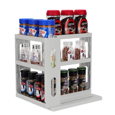 Dutiplus Spice Rack Organizer 3 tier Seasoning Holder, Pull and Rotated Storage Cabinet for Kitchen Bathroom Countertop 10.8&acirc;&euro;H x 5.8&acirc;&euro;W x 10.4&acirc;&euro;D (Advance Gray)