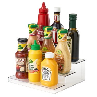 vacane Clear Spice Rack, 3 Tiered Shelf Spice Organizer for Cabinet, Spice Shelf and Jar Organizers Make Up Organization Great for Pantry, Bathroom, Kitchen, Bedroom, Office