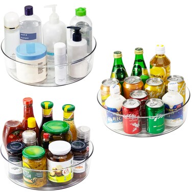 YCLADEC 3 Pack Lazy Susan 11.5" Inch Turntable Organizer for Cabinet Pantry Organizers and Storage Organization Spinning Spice Rack Bins Rotating Condiment for Countertop Kitchen Sink