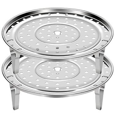 Mini Skater 2 Pack Thicken Stainless Steel Steamer Rack Insert Stock Pot Steaming Tray Stand Cookware Tool bread Tray Kitchenware Cooking Tools (8.5inch)