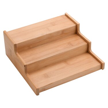 3-Tier Bamboo Expandable Spice Rack, Step Shelf Cabinet Organizer Step Shelf Kitchen Pantry Cabinet Expandable Display Shelf,Spice Holder Cabinet Seasoning Tower for Kitchen(#1)